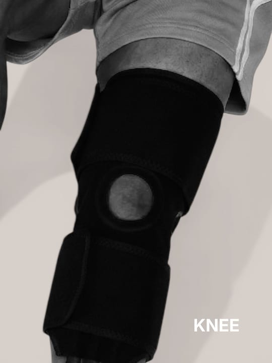 The knee garment fitted around the knee